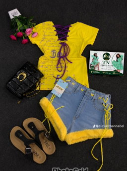 Complete set (top, jean, bag, and slippers)