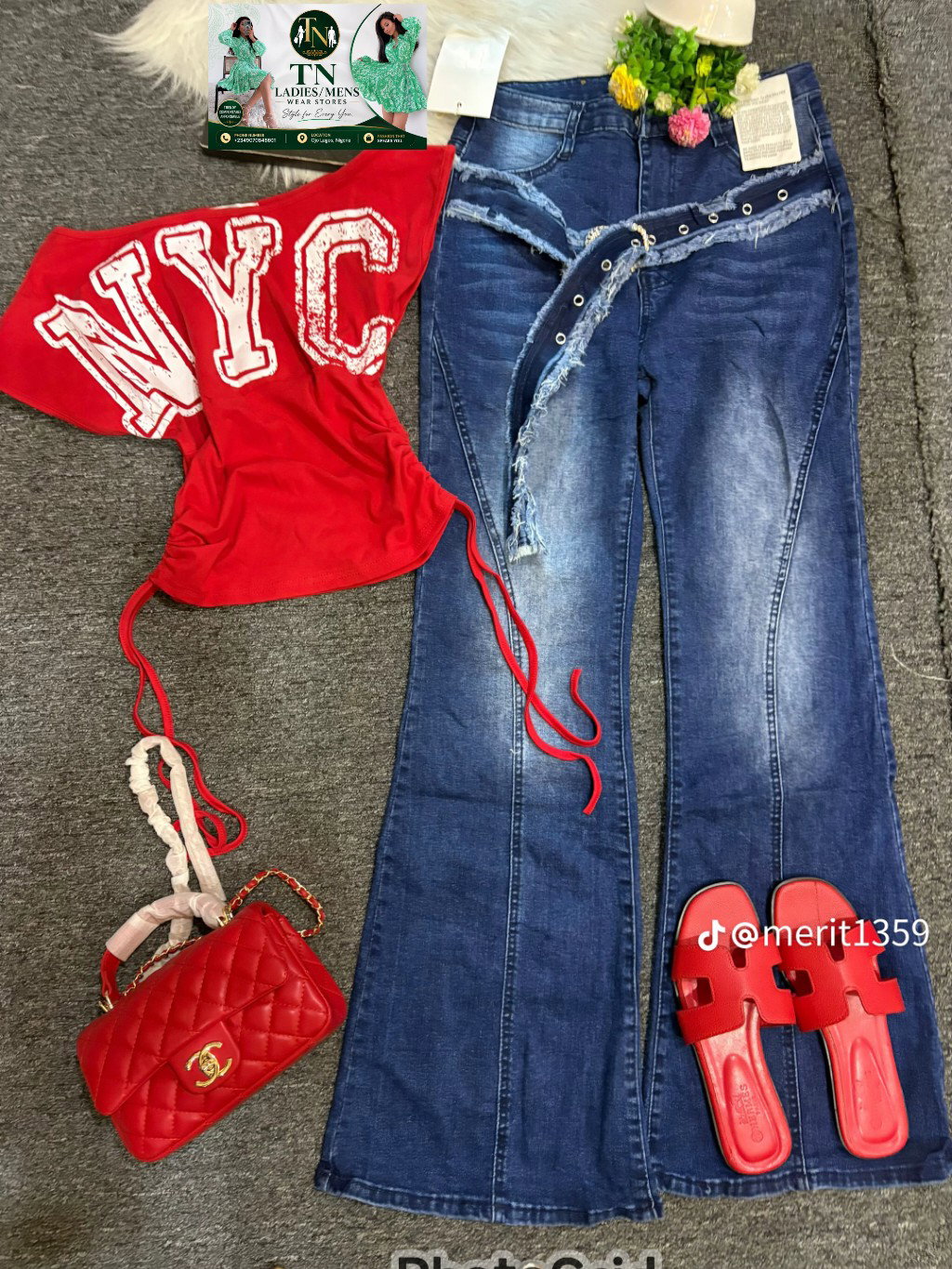 Complete set (top, jean, bag, and slippers)_11