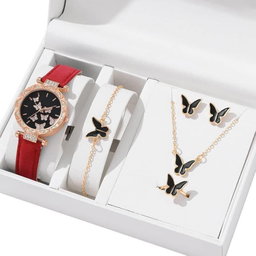 Watch + butterfly necklace set