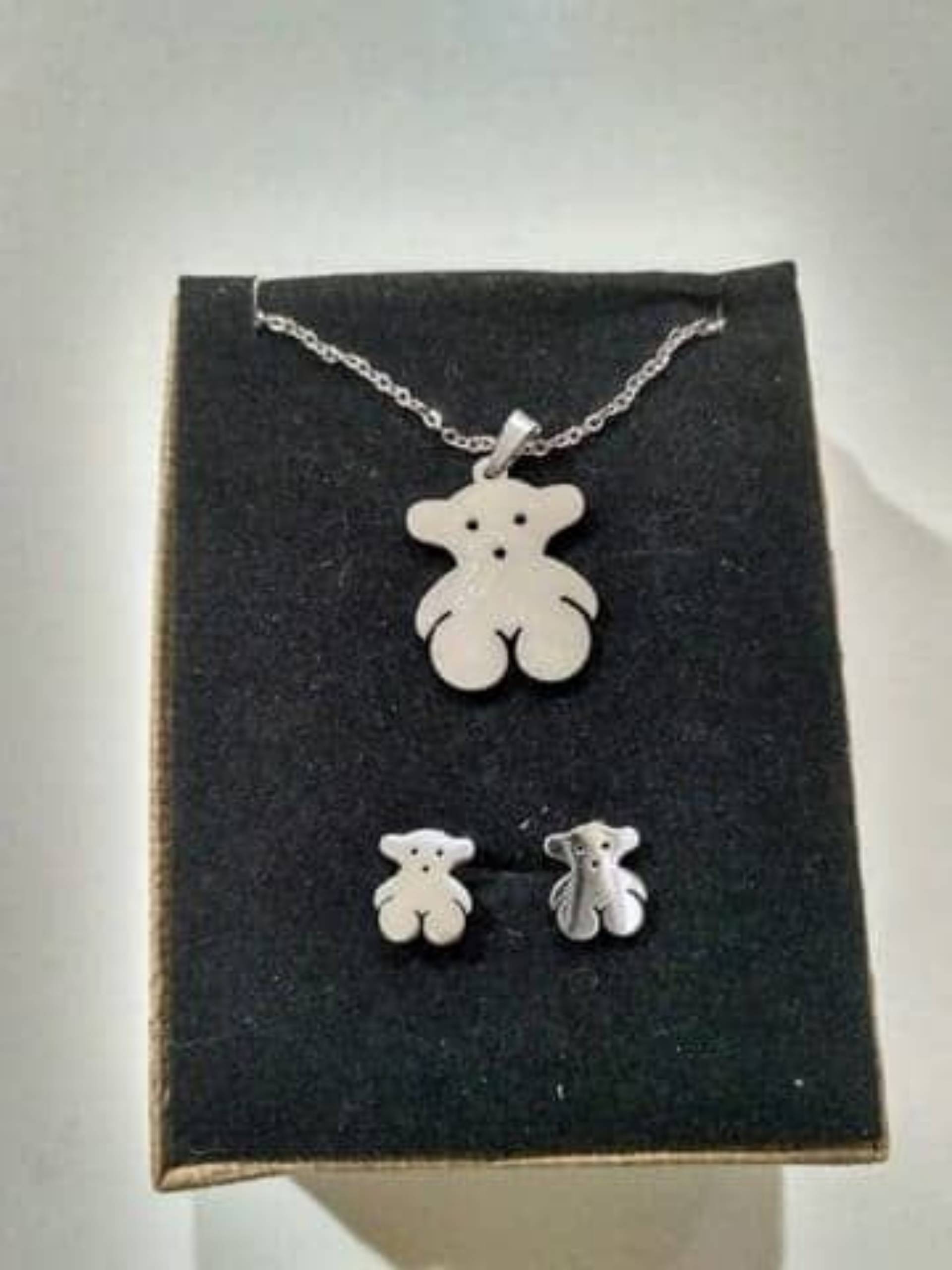 Bear silver necklace set_0