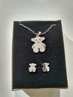 Bear silver necklace set