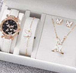 Watch + butterfly necklace set