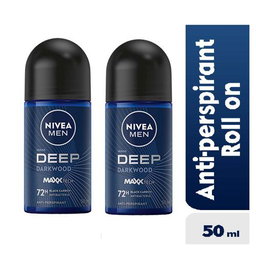 NIVEA MEN Deep Antibacterial Anti-Perspirant Rollon,72h - 50 Ml (Pack Of 2).