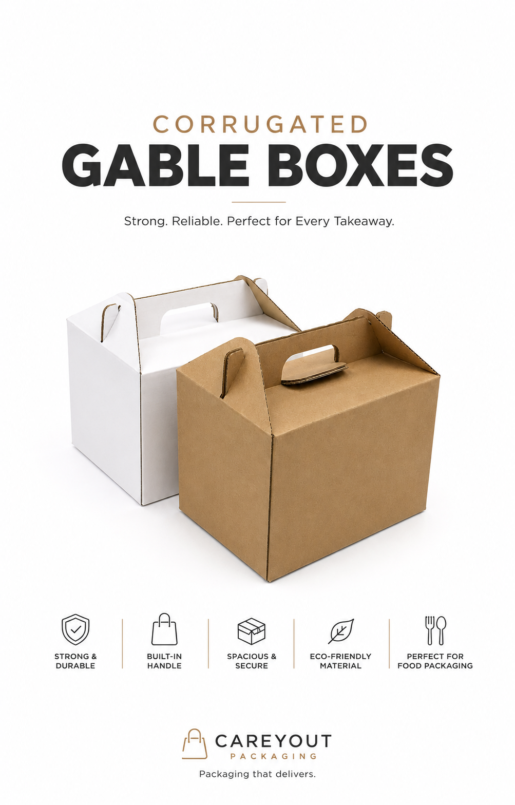 CORRUGATED GABLE BOXES - BROWN - 11” x 8 x 9 - NON WINDOWED 