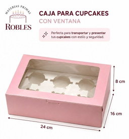 24x16x8 Caja Rosa Cup Cake 