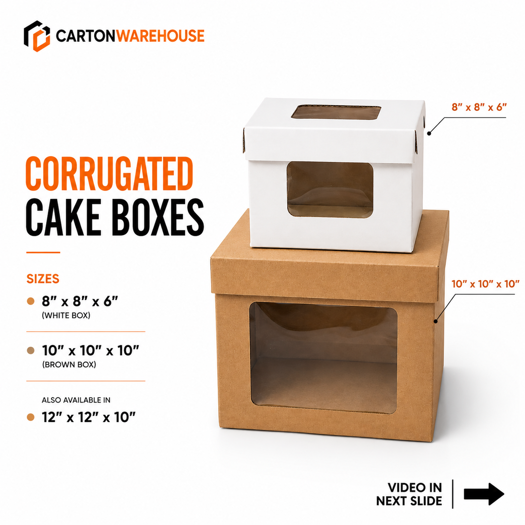 Corrugated Cake Boxes - 10” x 10” x 10” - Brown
