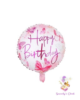 18" Happy Birthday Butterfly Theme Foil Balloon