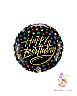 18" Happy Birthday Black Foil Balloon