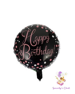 18" Happy Birthday Black & Pink Foil Balloon