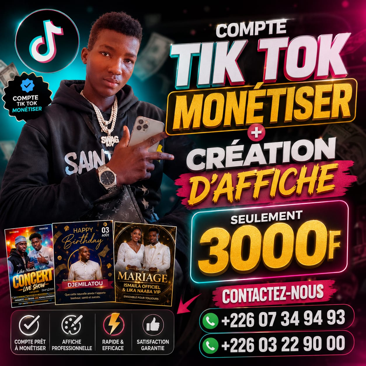 Création du compte Tik Tok monétiser et création d'affiche_1