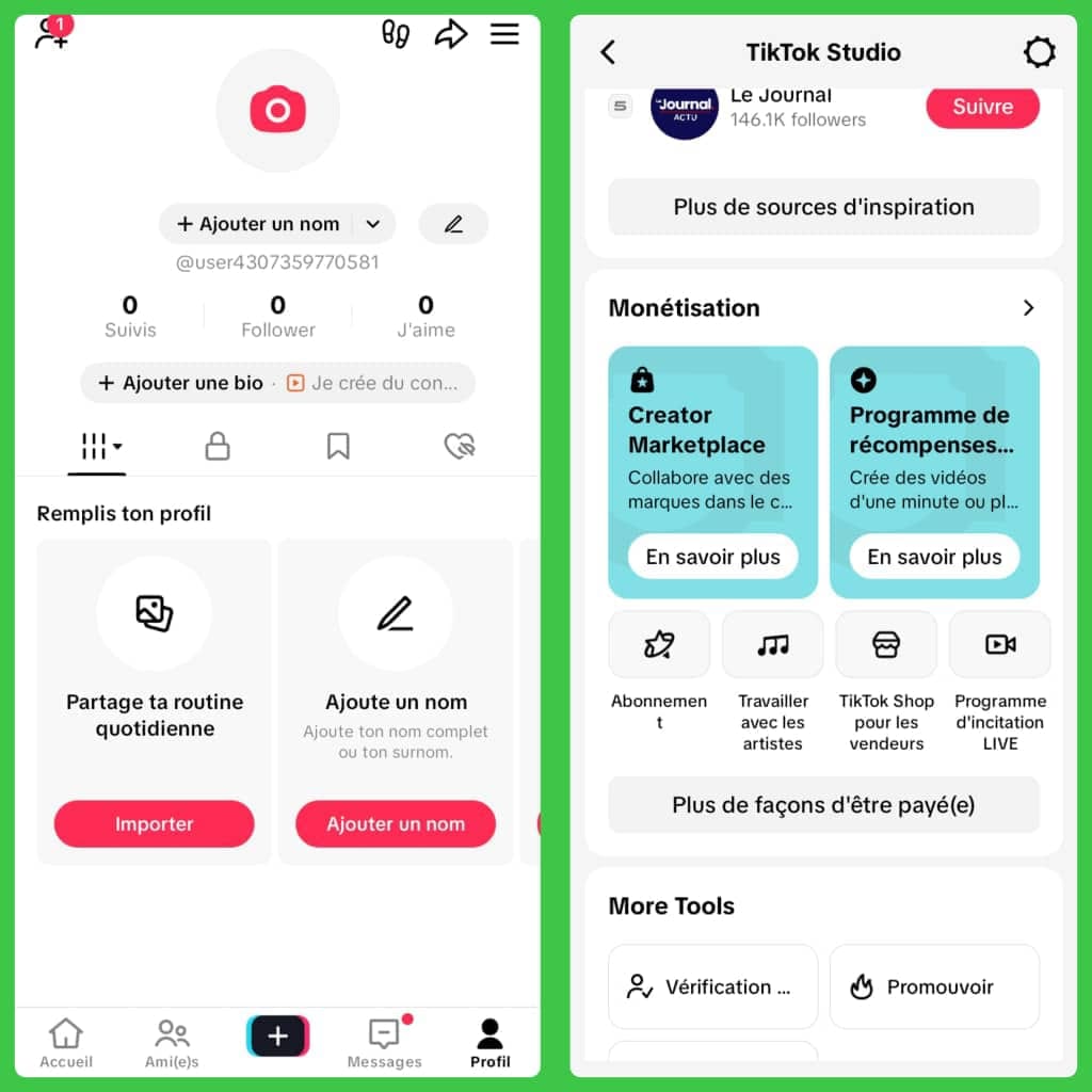 Création du compte Tik Tok monétiser et création d'affiche