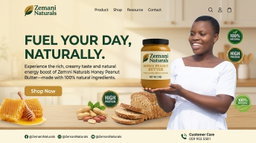 Zemani Naturals Honey Peanut Butter (2 KG) – Pure, All-Natural Energy Spread
