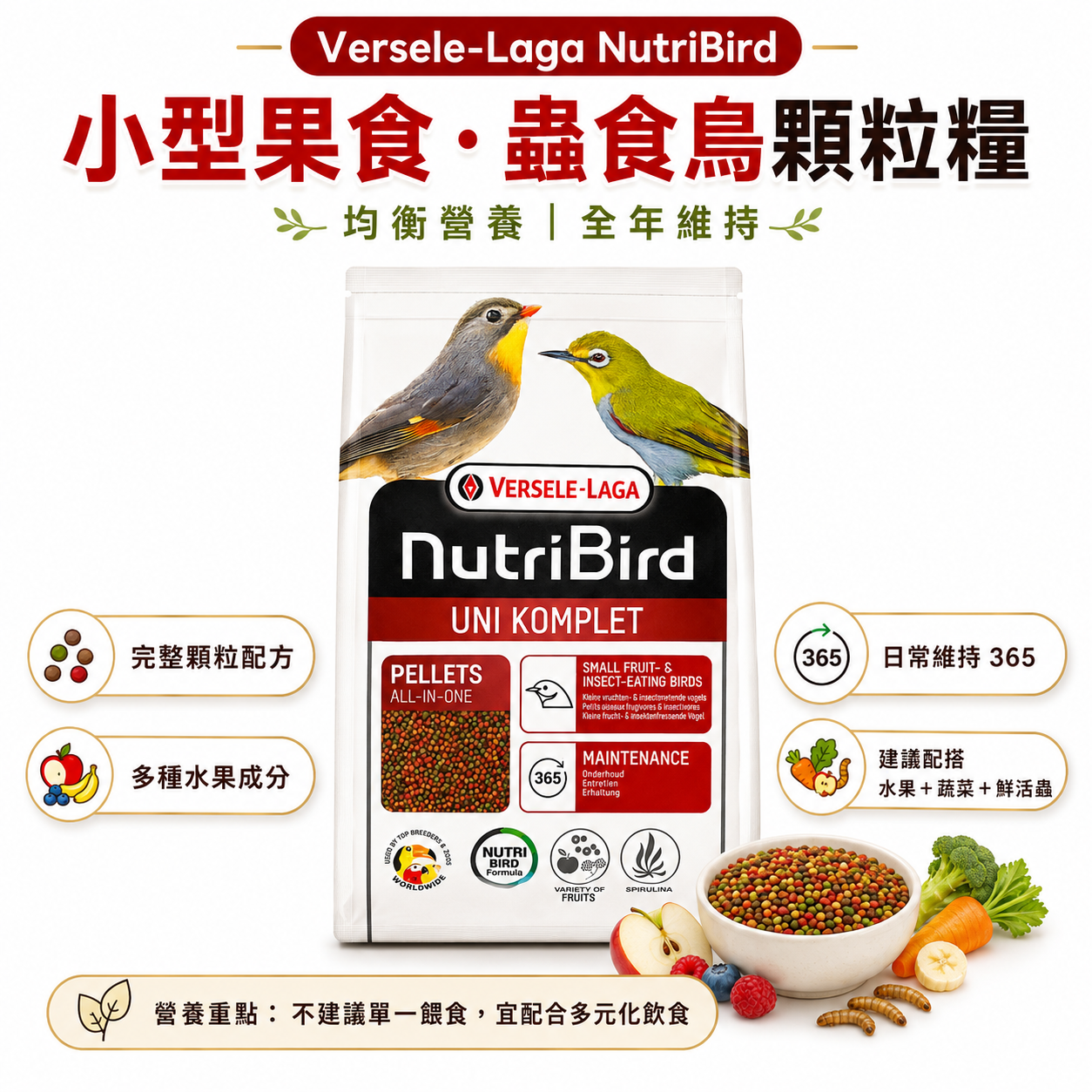 Versele-Laga NutriBird Uni Komplet｜小型果食・蟲食鳥顆粒糧