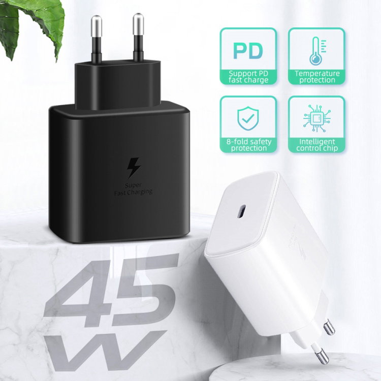 M135 45W USB-C / Type-C Port Fast Charger with 5A Type-C to Type-C Cable, EU Plug(White)_2