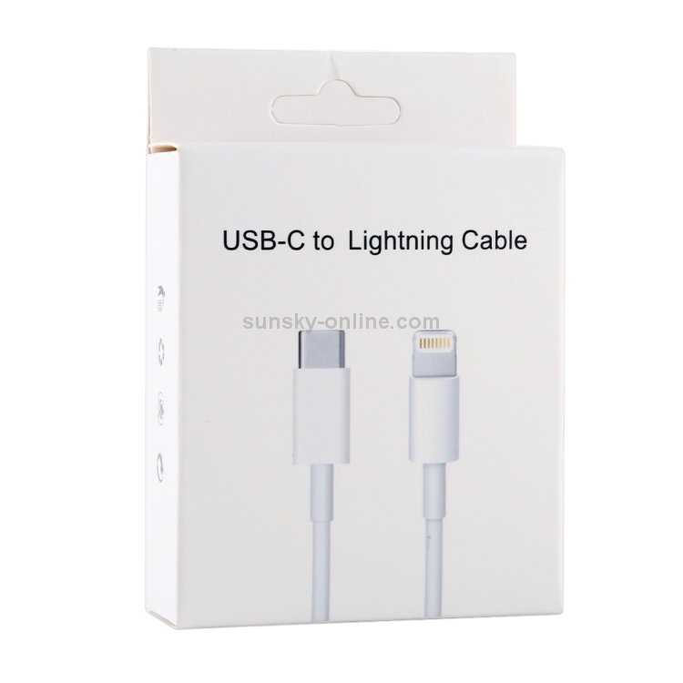 20W 9V/2A 1M USB-C / Type-C to 8 Pin PD Fast Charging Cable for iPhone, iPad, Cable Length: 1m(White)_0
