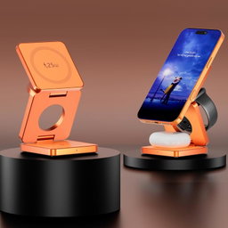 IW31 25W Foldable 3 in 1 Magnetic Wireless Fast Charger(Orange)