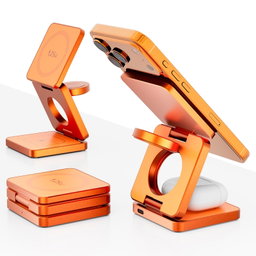 IW31 25W Foldable 3 in 1 Magnetic Wireless Fast Charger(Orange)