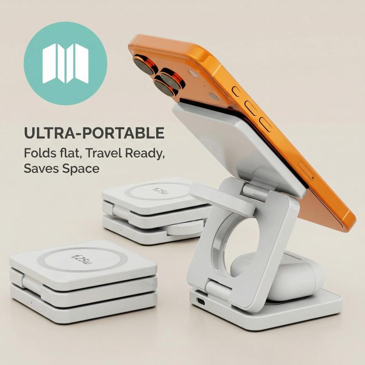 IW31 25W Foldable 3 in 1 Magnetic Wireless Fast Charger(Orange)_1