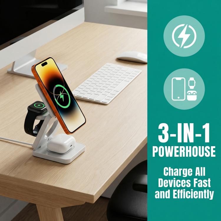 IW31 25W Foldable 3 in 1 Magnetic Wireless Fast Charger(Orange)_2