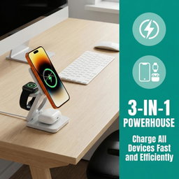IW31 25W Foldable 3 in 1 Magnetic Wireless Fast Charger(Orange)