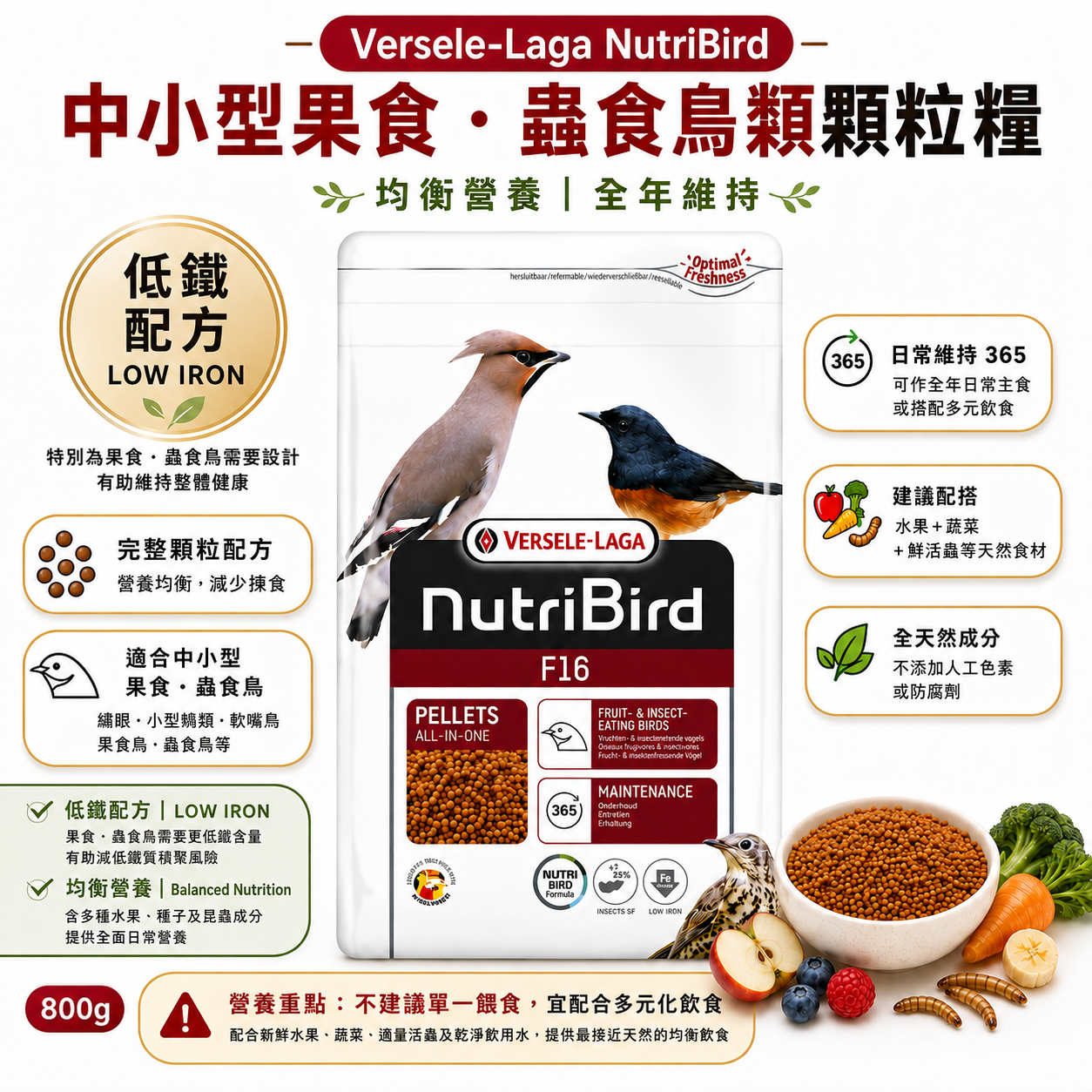  Versele-Laga NutriBird F16 鳥糧｜800g