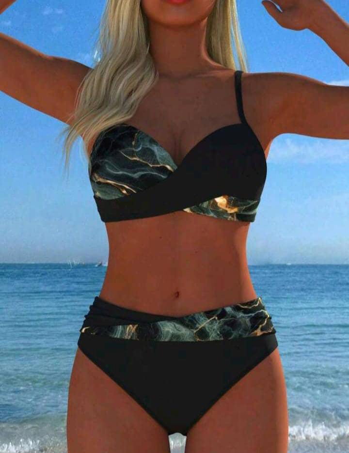 Gold Blue Black Bikini Set