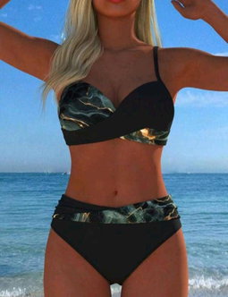Gold Blue Black Bikini Set