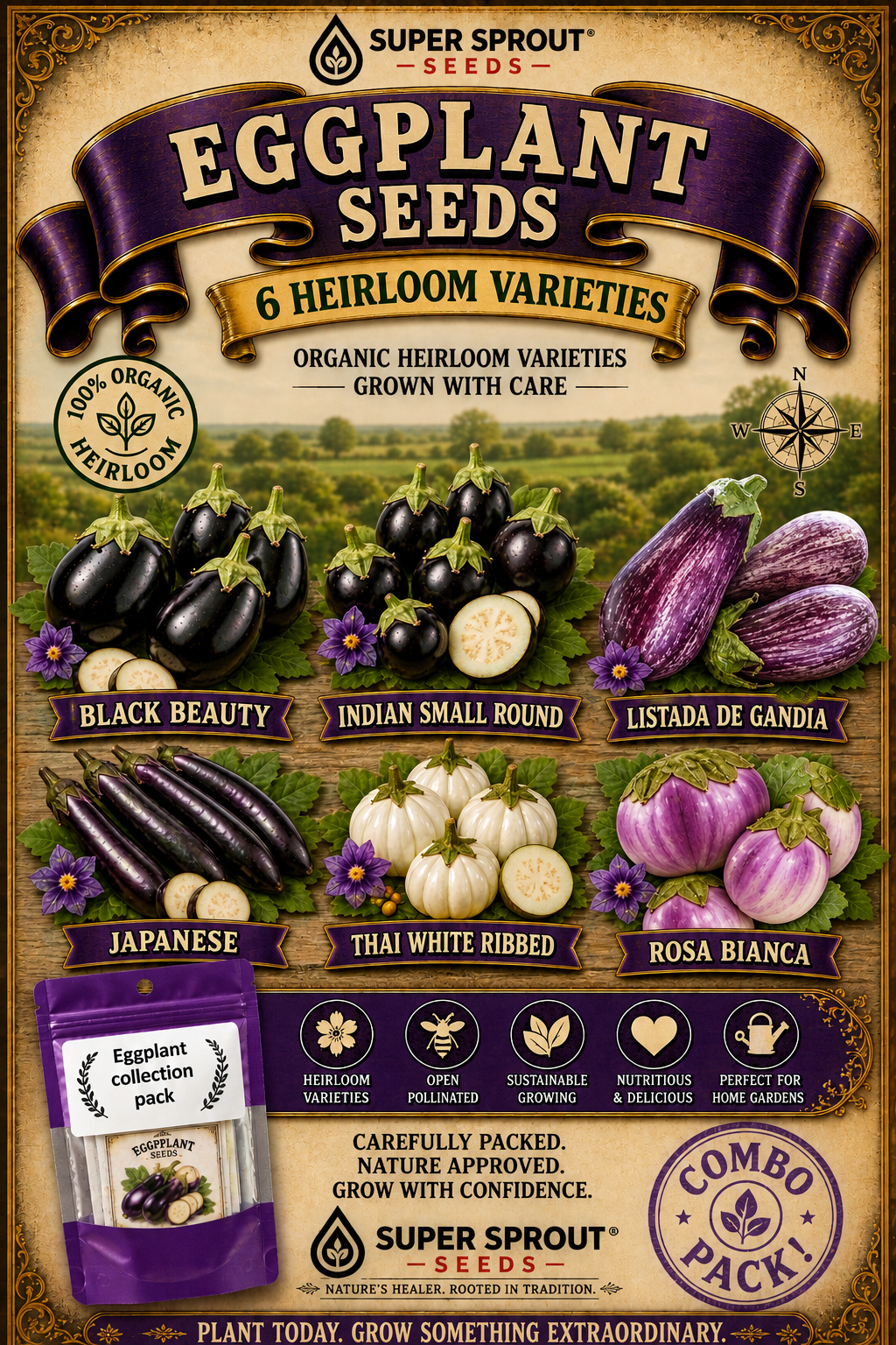 Exotic Eggplant combo pack x 6 packs