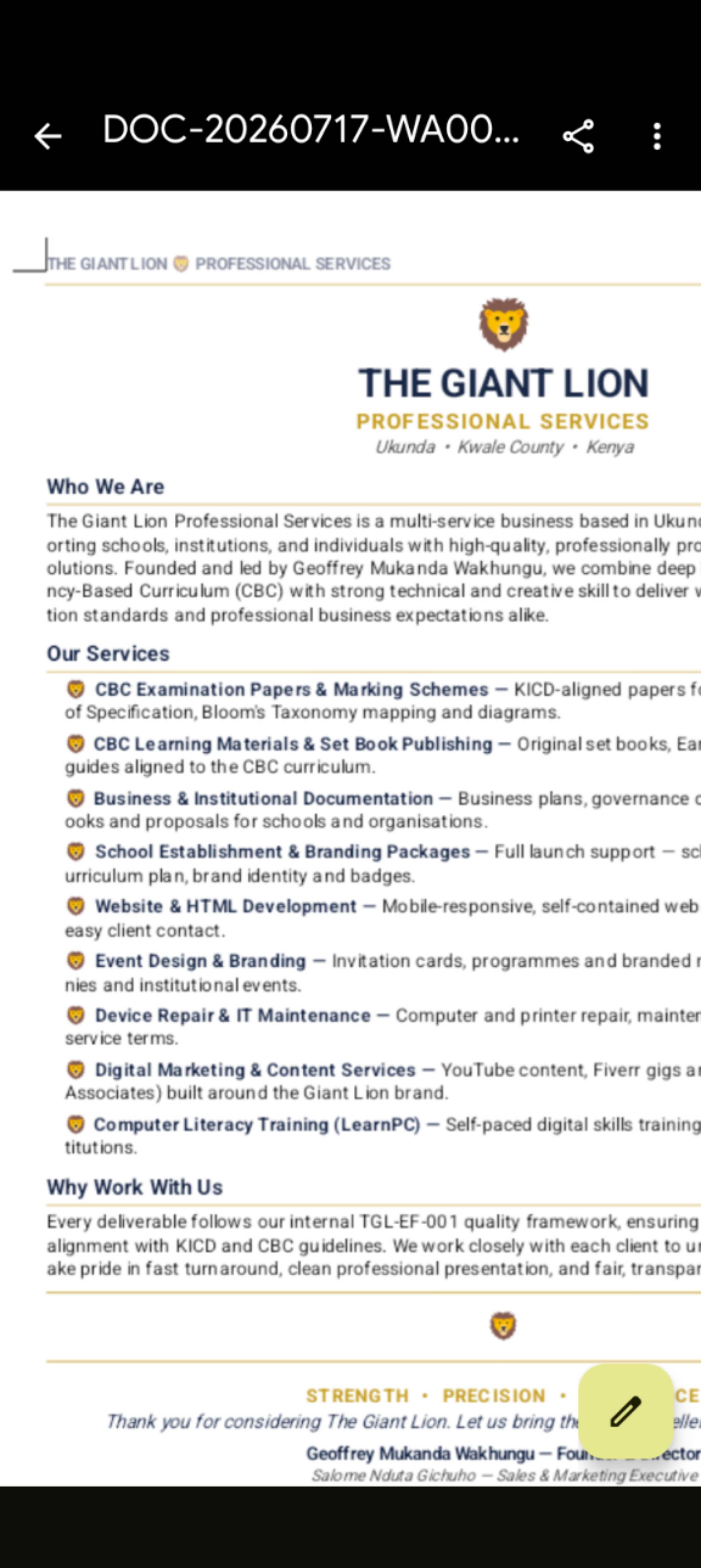 The Giant Lion 🦁 Services Listings Of Services_0