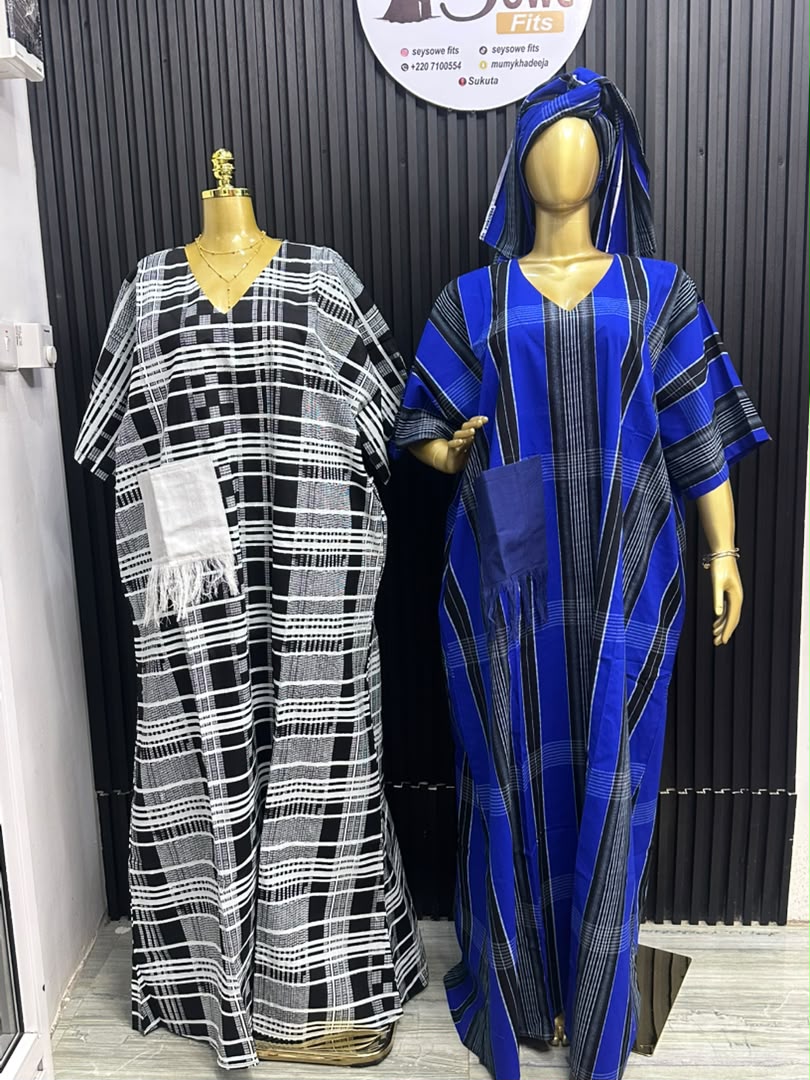 Kaftan Boubou (Black & White Check & Royal Blue Check)