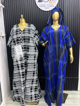 Kaftan Boubou (Black & White Check & Royal Blue Check)