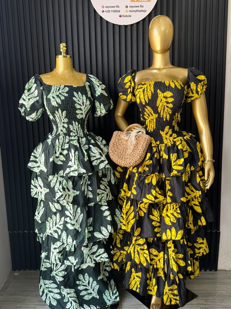 Tiered Ruffle Gown (Forest Leaf & Golden Leaf)_0