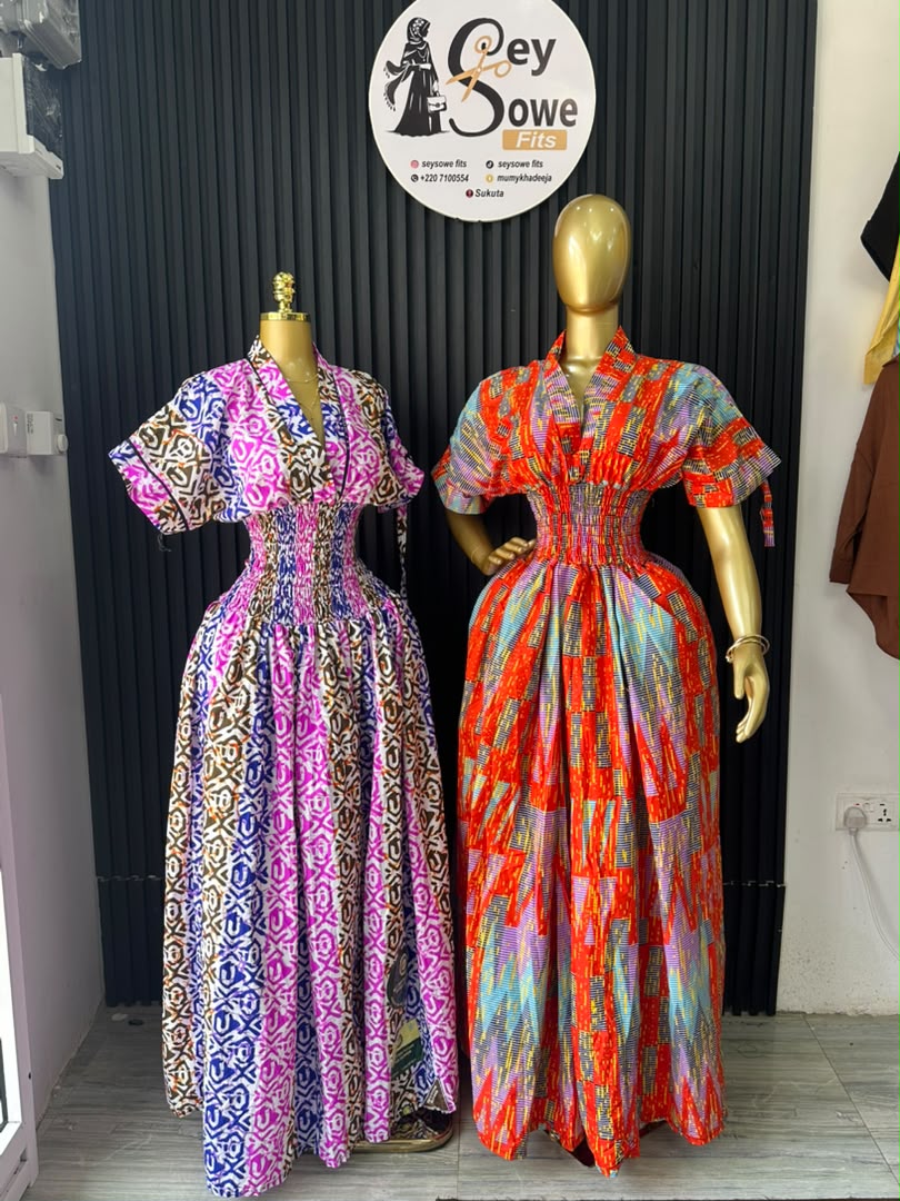 Wrap Maxi Dress (Pink Geometric & Orange Mosaic)_0