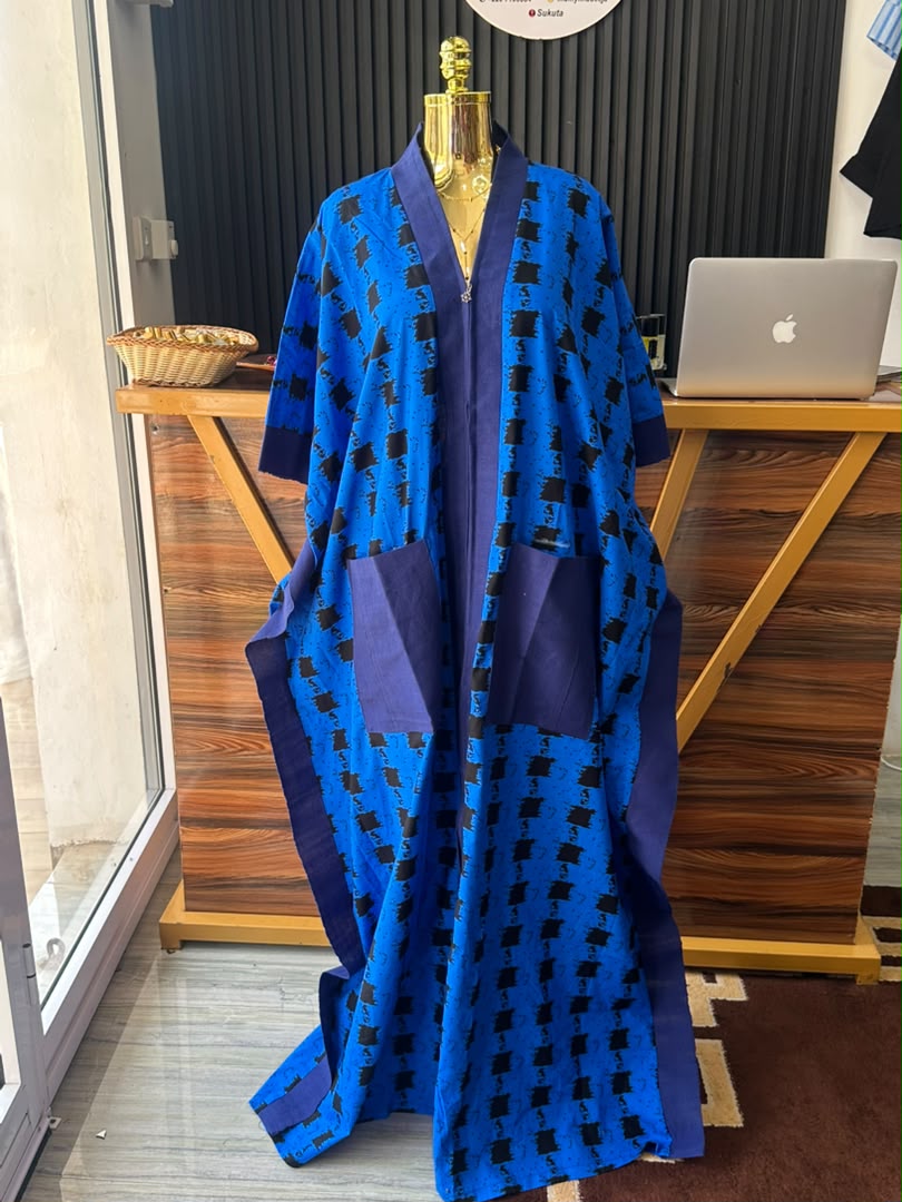 Royal Blue Abstract Print Boubou