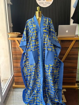 Blue & Yellow Crosshatch Boubou