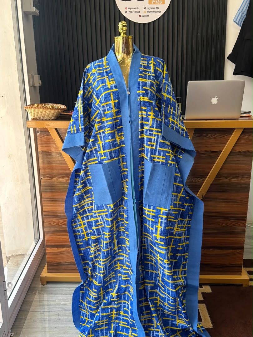Blue & Yellow Crosshatch Boubou