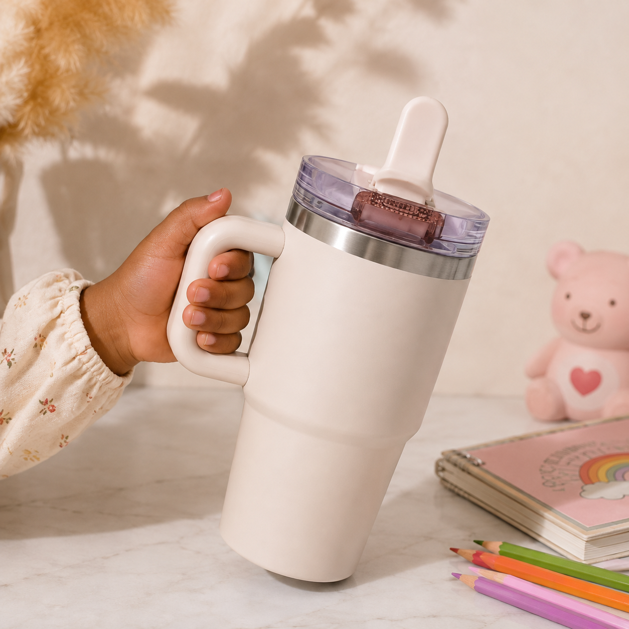 MINI TUMBLER AVEC COUVERCLE ANTI FUITE CRÈME _0