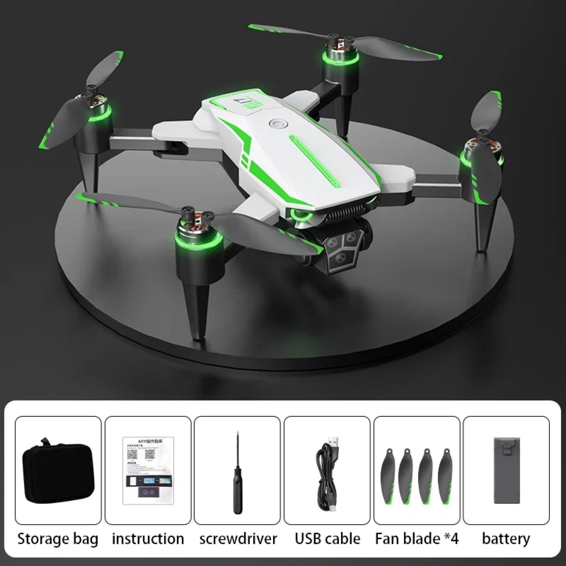 H17 Quadcopter Drone With Brushless Motors, 4K Dual Camera, FPV