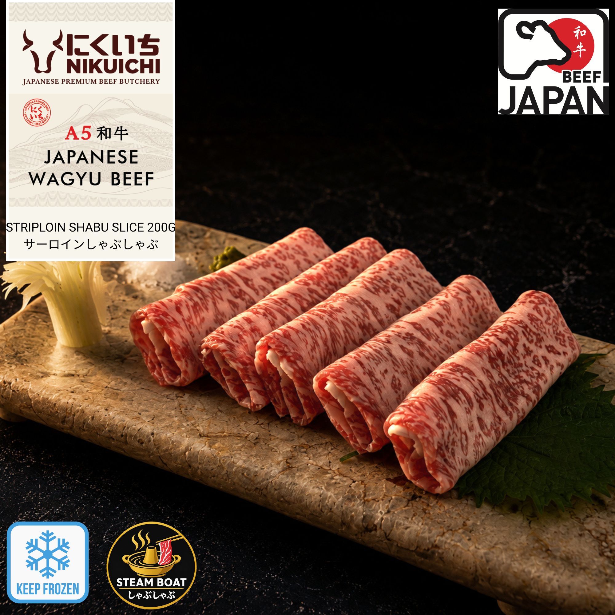 NIKUICHI A5 Wagyu Beef Striploin Shabu Slice 200G_0