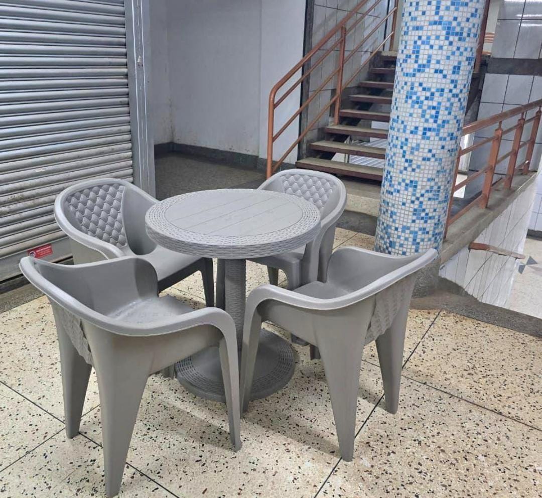 4Seater Plastic Patio Dining Table and Chair Set