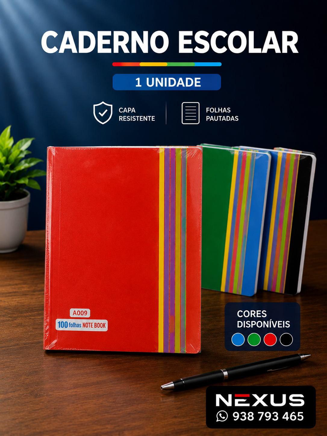 Caderno Escolar-100 Folhas (Sem legenda a retalho)