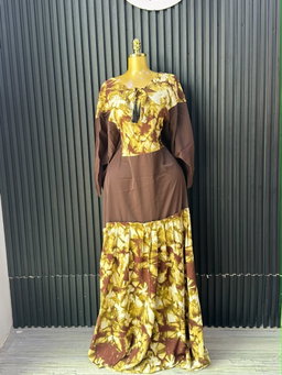 Brown & Gold Tie-Dye Maxi Dress