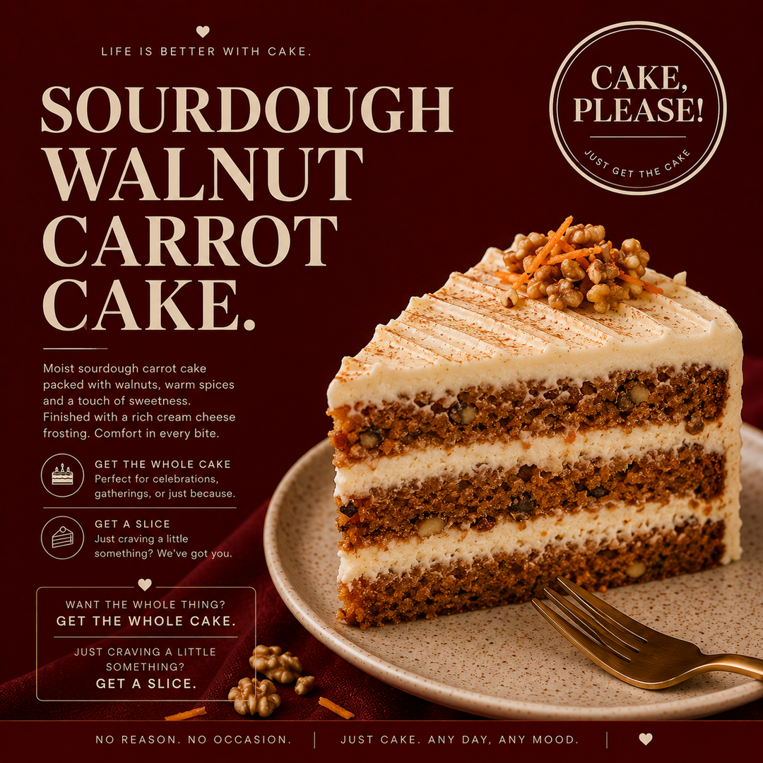 Sourdough Carrot-Walnut Cake (Slice)