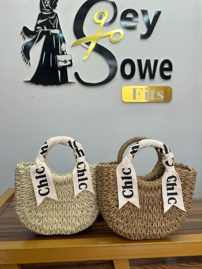 Woven Straw Bag (Cream & Tan)