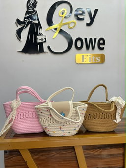 Crochet Rope Tote Bag (Pink, Cream & Tan)