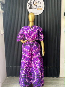Purple Tie-Dye Crop Top & Wide-Leg Pant Set