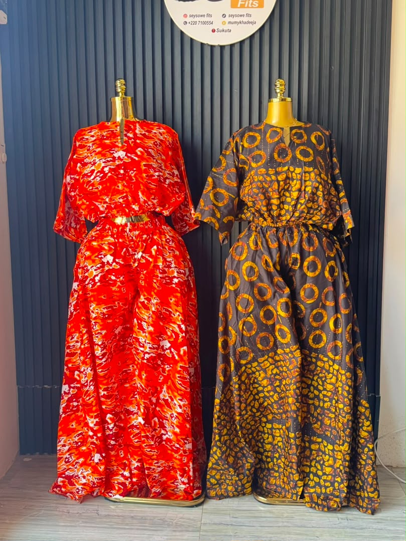 Red Marble Belted Kimono Dress & Grey Circle Print Belted Kimono Dress