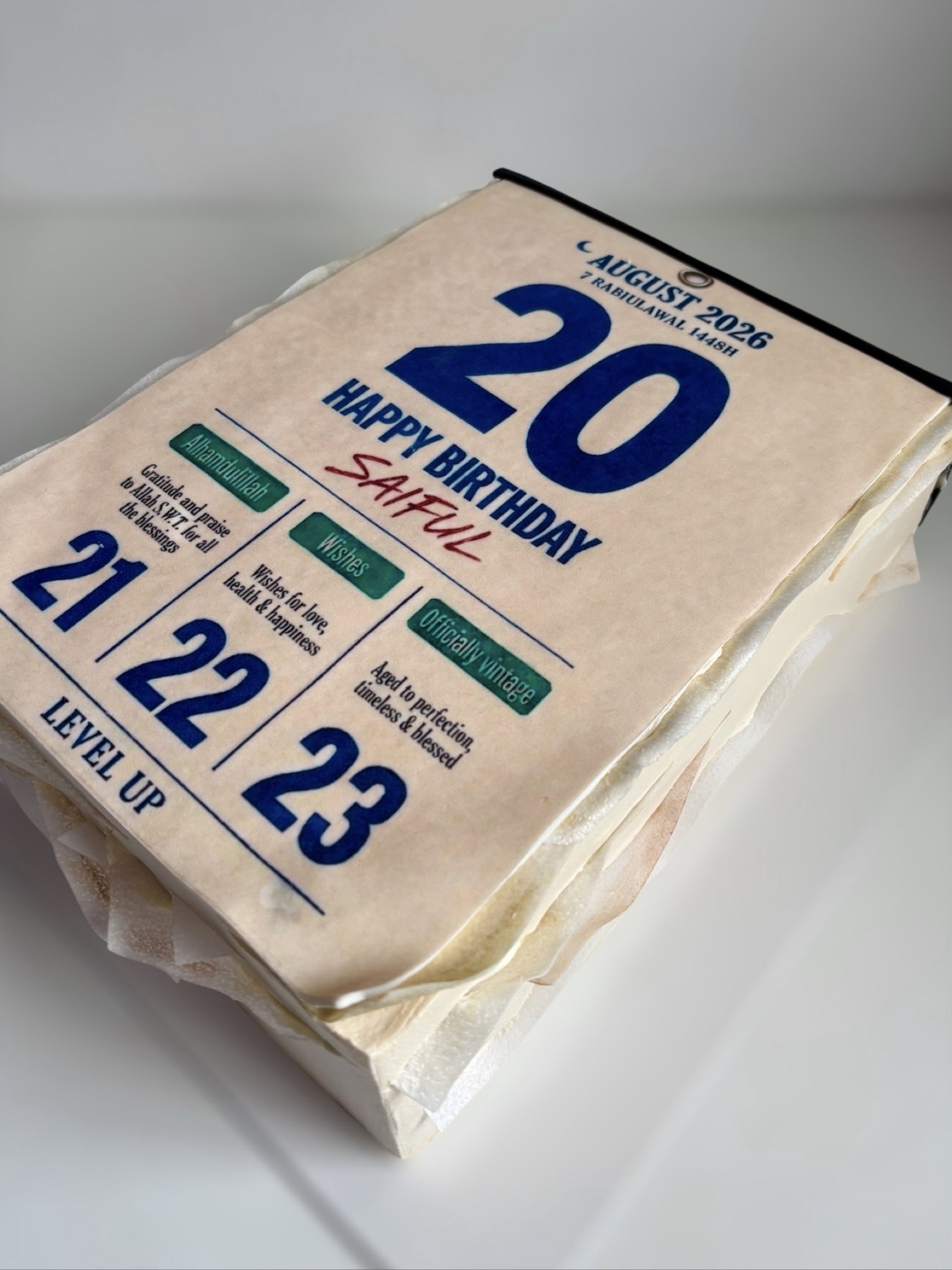 3D Vintage Calendar Cake