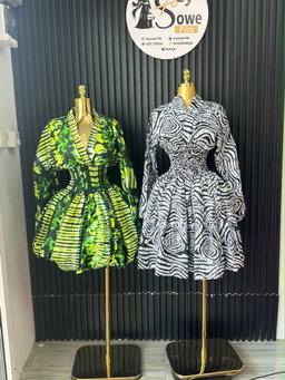 Green Tie-Dye Fit & Flare Dress & Black-White Swirl Fit & Flare Dress