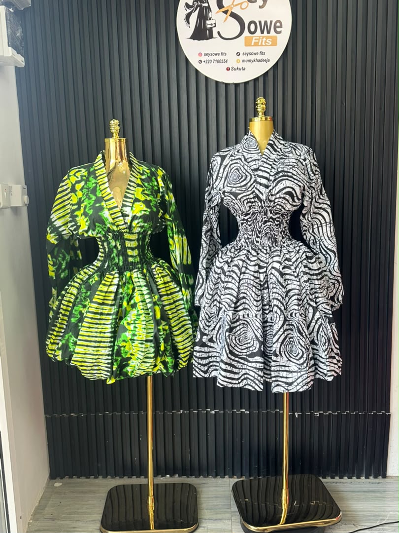 Green Tie-Dye Fit & Flare Dress & Black-White Swirl Fit & Flare Dress